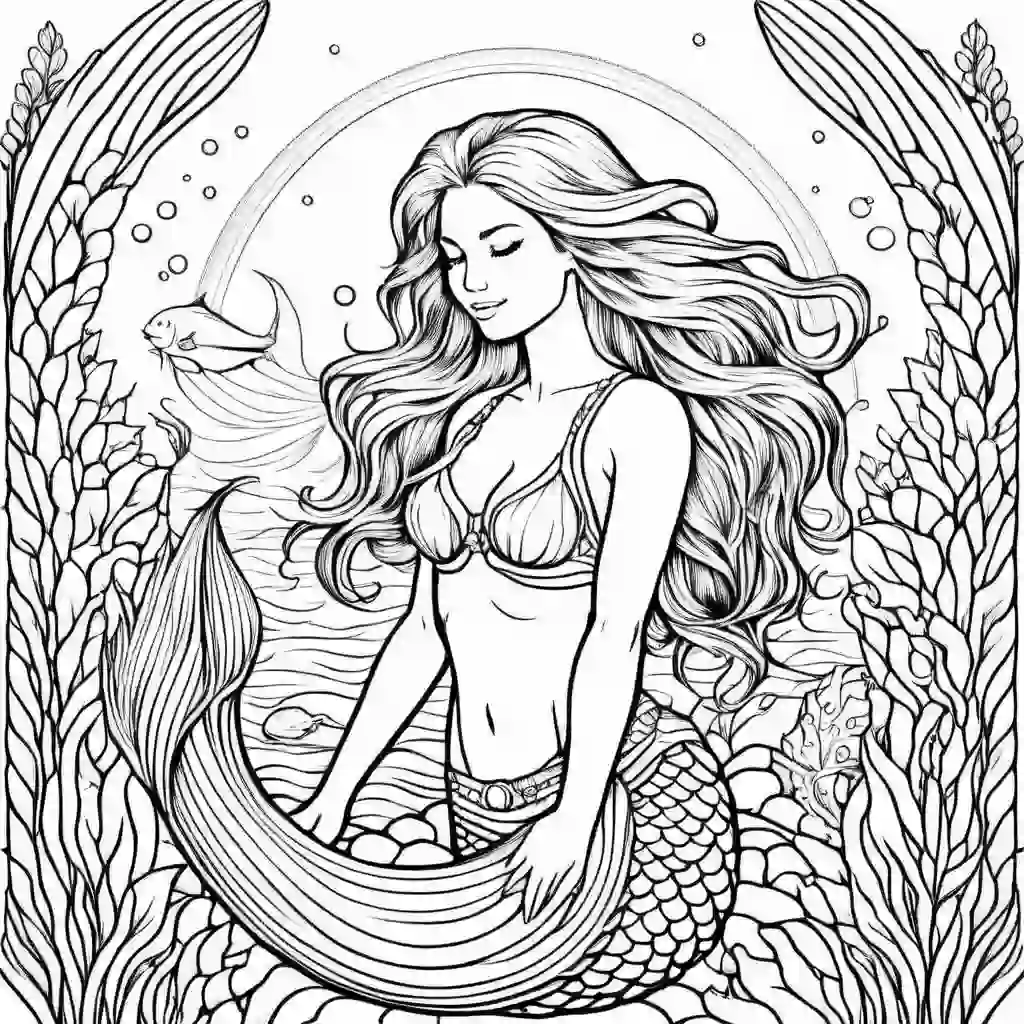 Mermaid with a Rainbow coloring pages